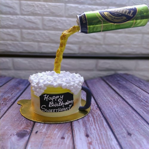 Designer Cake- Beer Lover Gravity defining cake